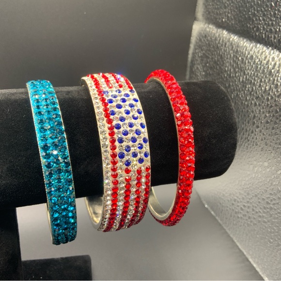 unbranded Jewelry - Set of 3 patriotic rhinestones bangle bracelets
